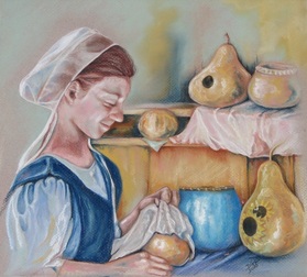 Amish Girl with Gourds II